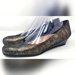 Trotters Women's Lauren Black/Metallic Pumps Wedge Shoes Size 10.5N